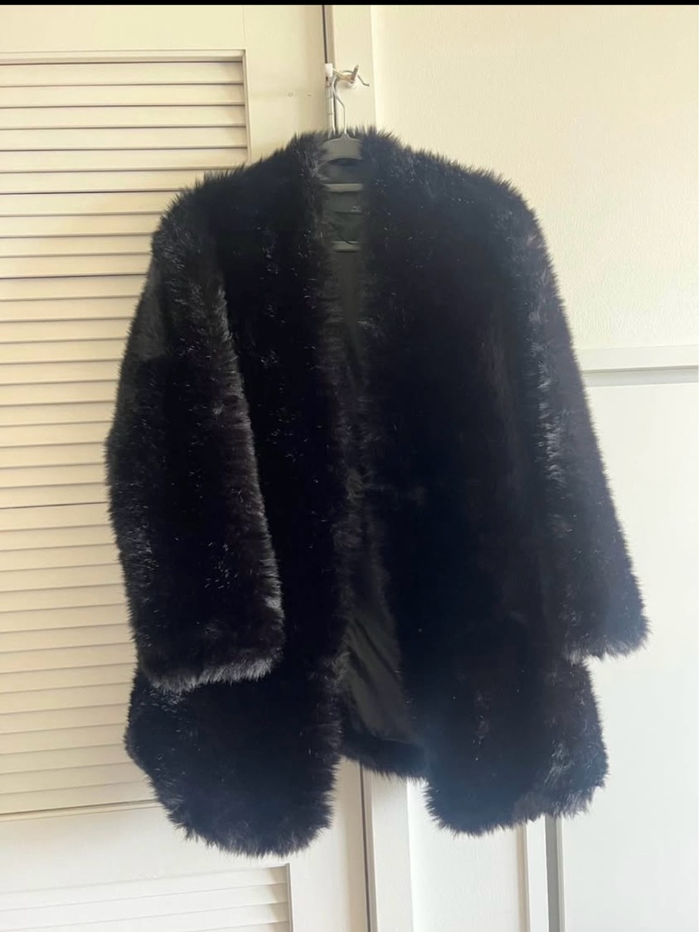 Mango Black Faux Fur Teddy Jacket